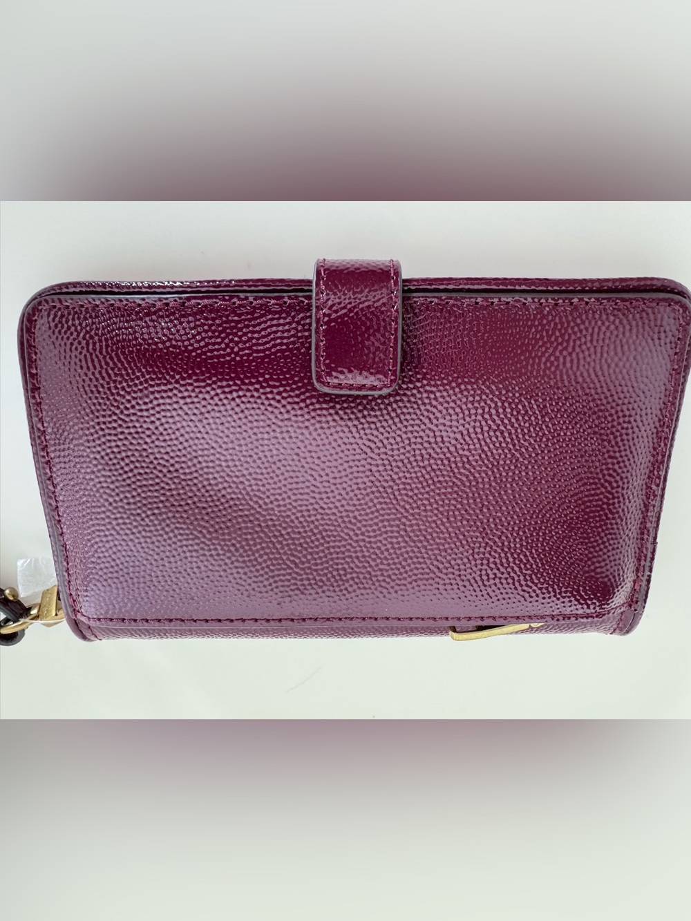 Tory Burch Robinson Patent Saffiano Leather Wristlet Wallet NWOT Burgundy Clutch - Picture 12 of 16